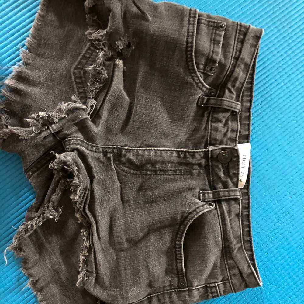 Black denim shorts